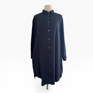 OFFON Button-Front Long Shirt Tunic Dress